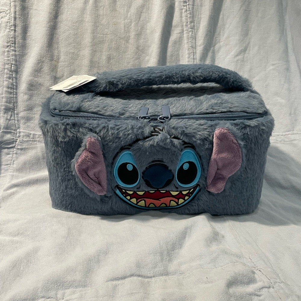 NEW Walt Disney Parks Plush Embroidered Makeup Bag Cosmetics Case - Stitch